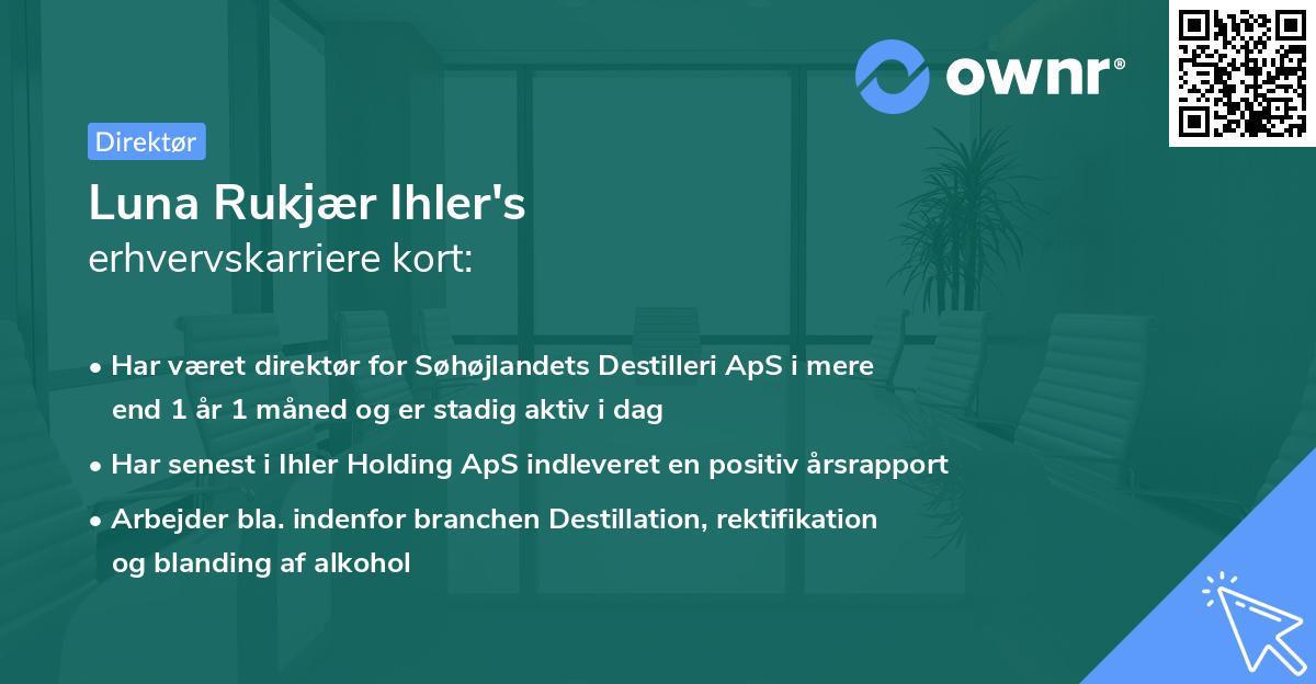 Luna Rukjær Ihler's erhvervskarriere kort