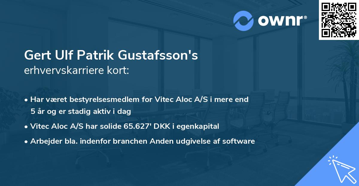 Gert Ulf Patrik Gustafsson's erhvervskarriere kort