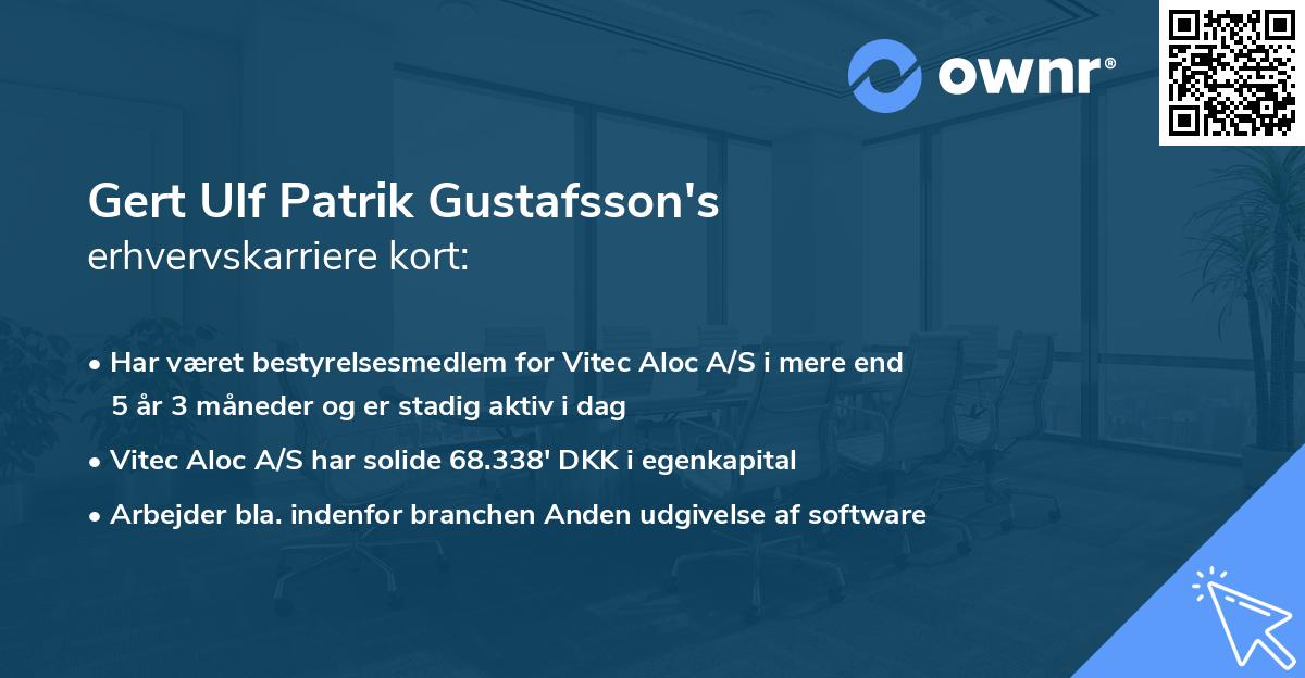 Gert Ulf Patrik Gustafsson's erhvervskarriere kort