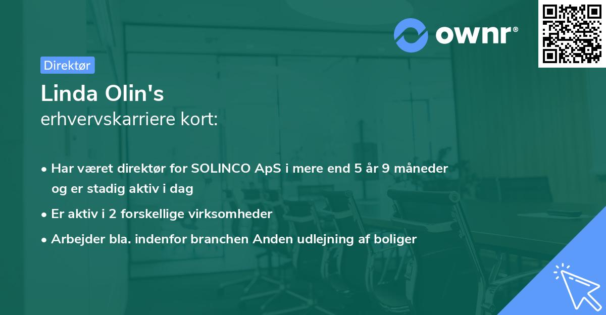 Linda Olin's erhvervskarriere kort