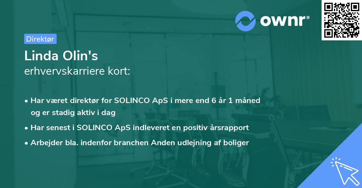Linda Olin's erhvervskarriere kort