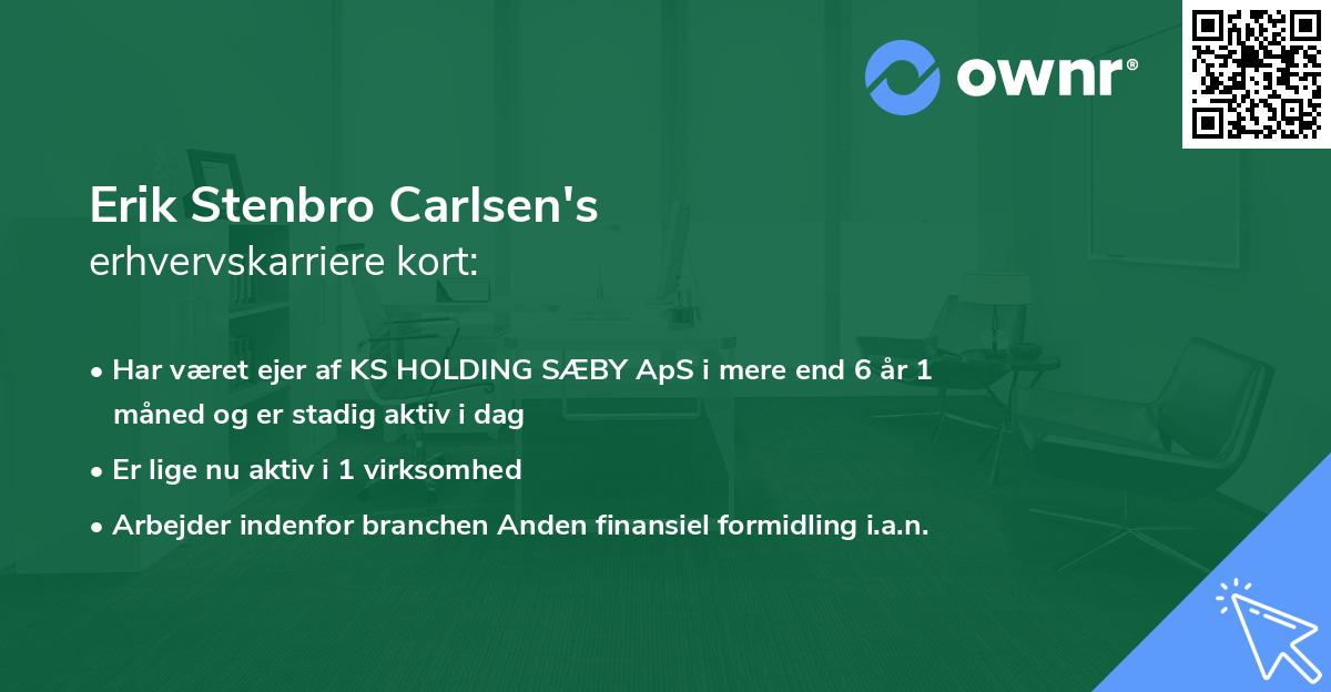 Erik Stenbro Carlsen's erhvervskarriere kort