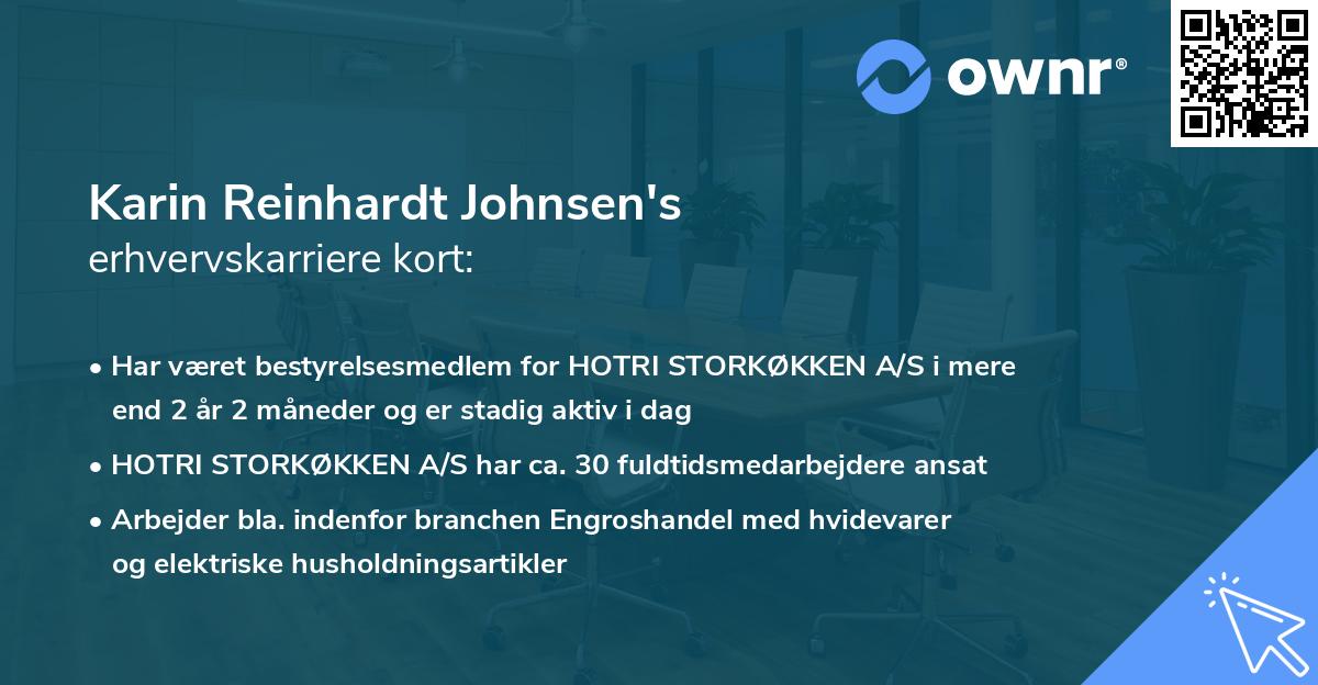 Karin Reinhardt Johnsen's erhvervskarriere kort