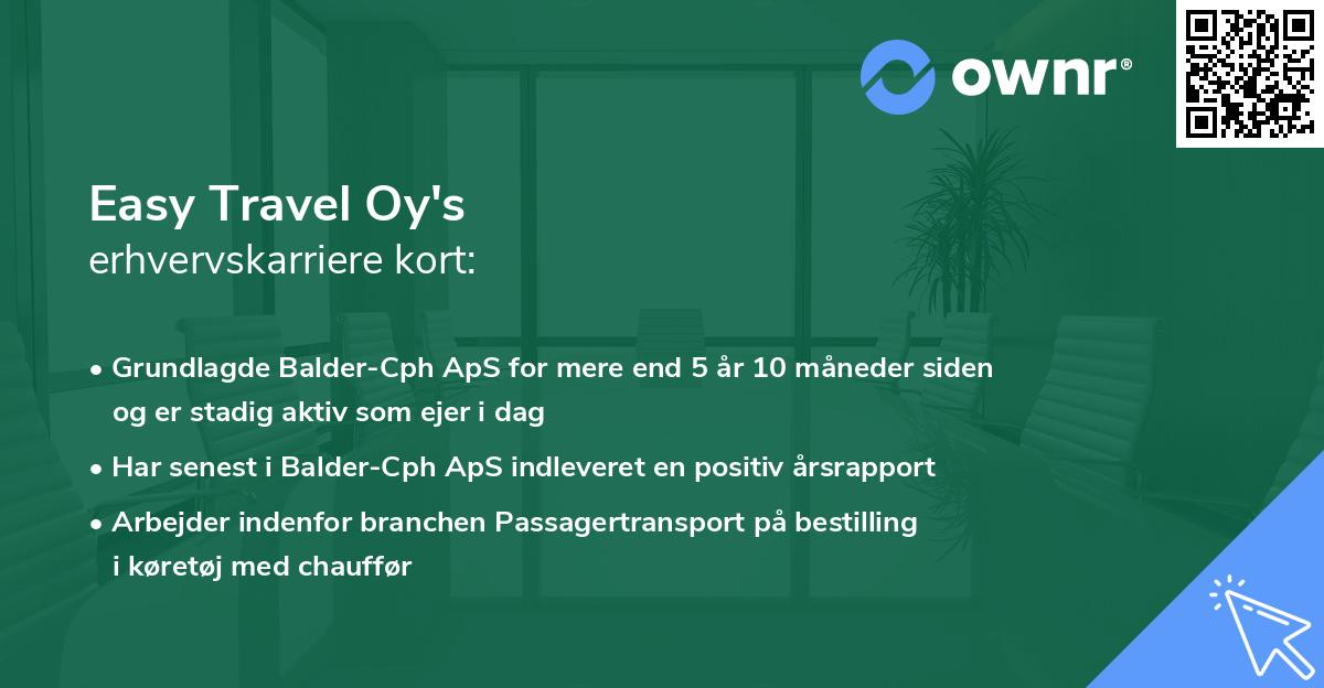 Easy Travel Oy's erhvervskarriere kort