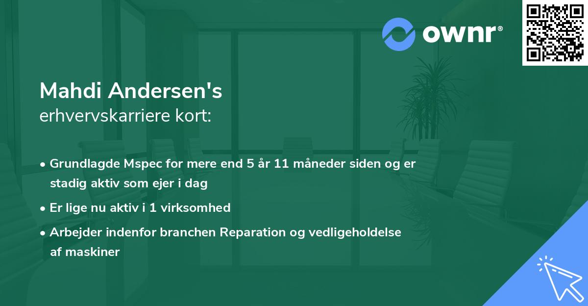 Mahdi Andersen's erhvervskarriere kort
