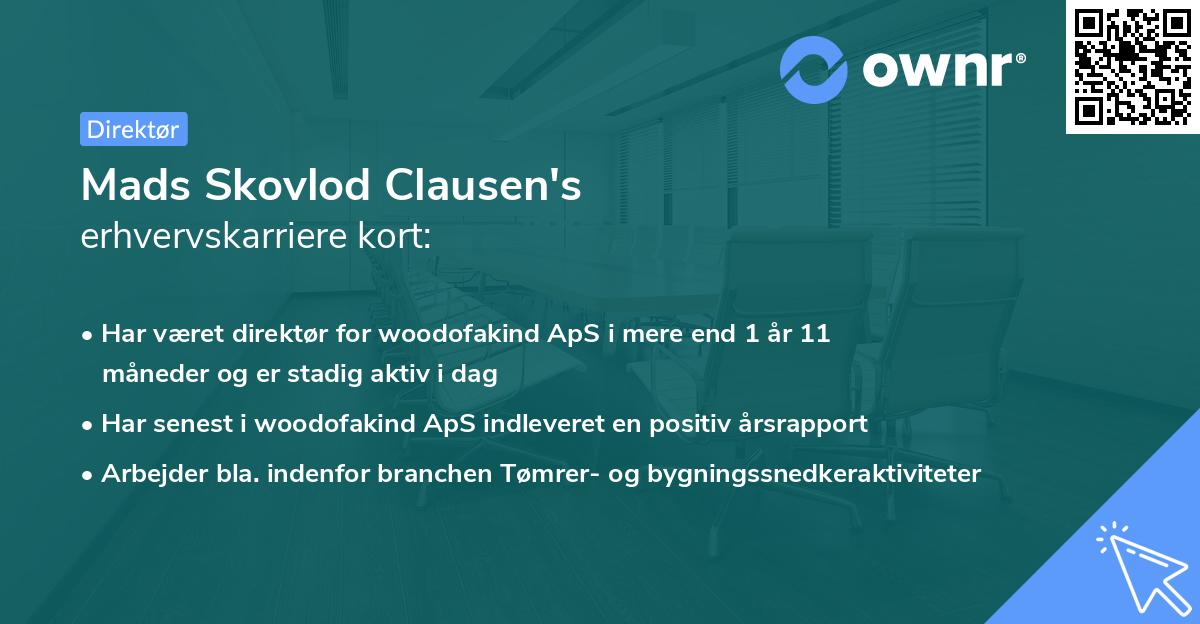 Mads Skovlod Clausen's erhvervskarriere kort