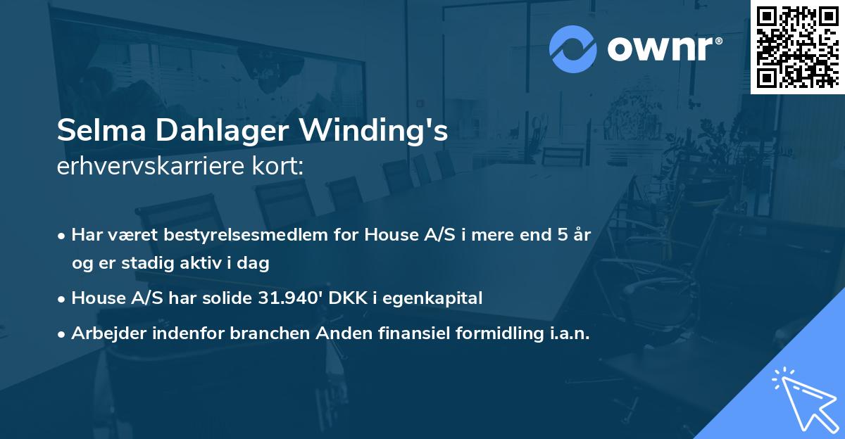 Selma Dahlager Winding's erhvervskarriere kort