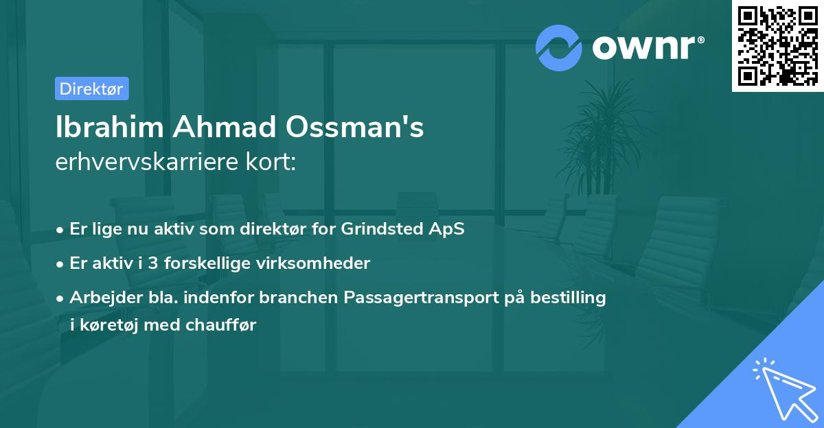 Ibrahim Ahmad Ossman's erhvervskarriere kort