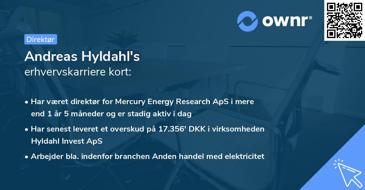 Andreas Hyldahl's erhvervskarriere kort