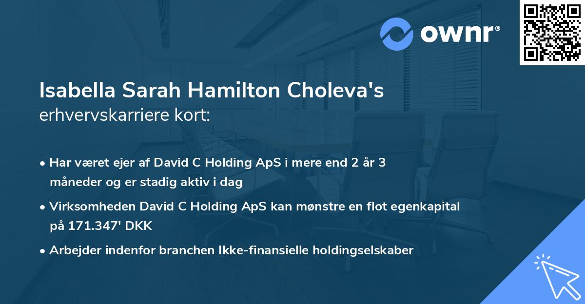 Isabella Sarah Hamilton Choleva's erhvervskarriere kort