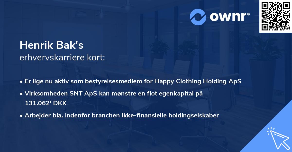 Henrik Bak's erhvervskarriere kort