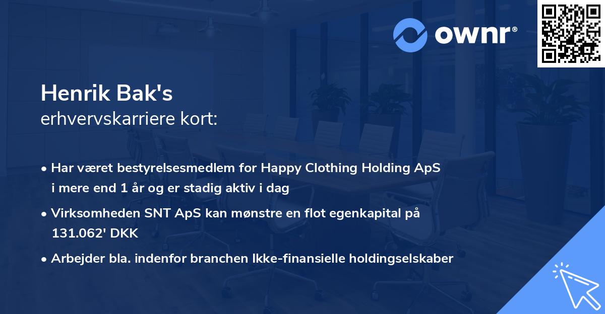 Henrik Bak's erhvervskarriere kort
