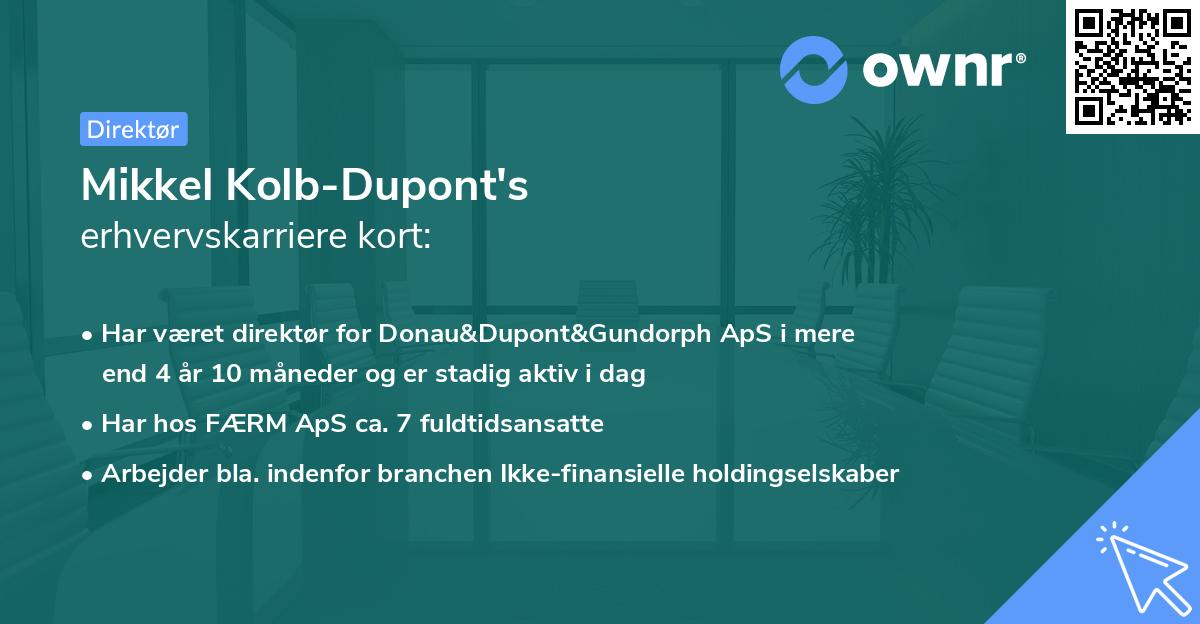 Mikkel Kolb-Dupont's erhvervskarriere kort