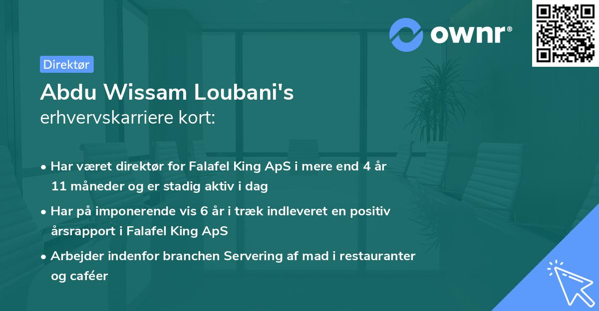 Abdu Wissam Loubani's erhvervskarriere kort