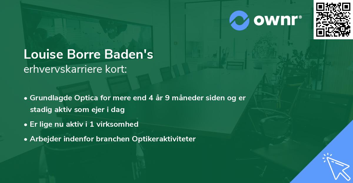 Louise Borre Baden's erhvervskarriere kort