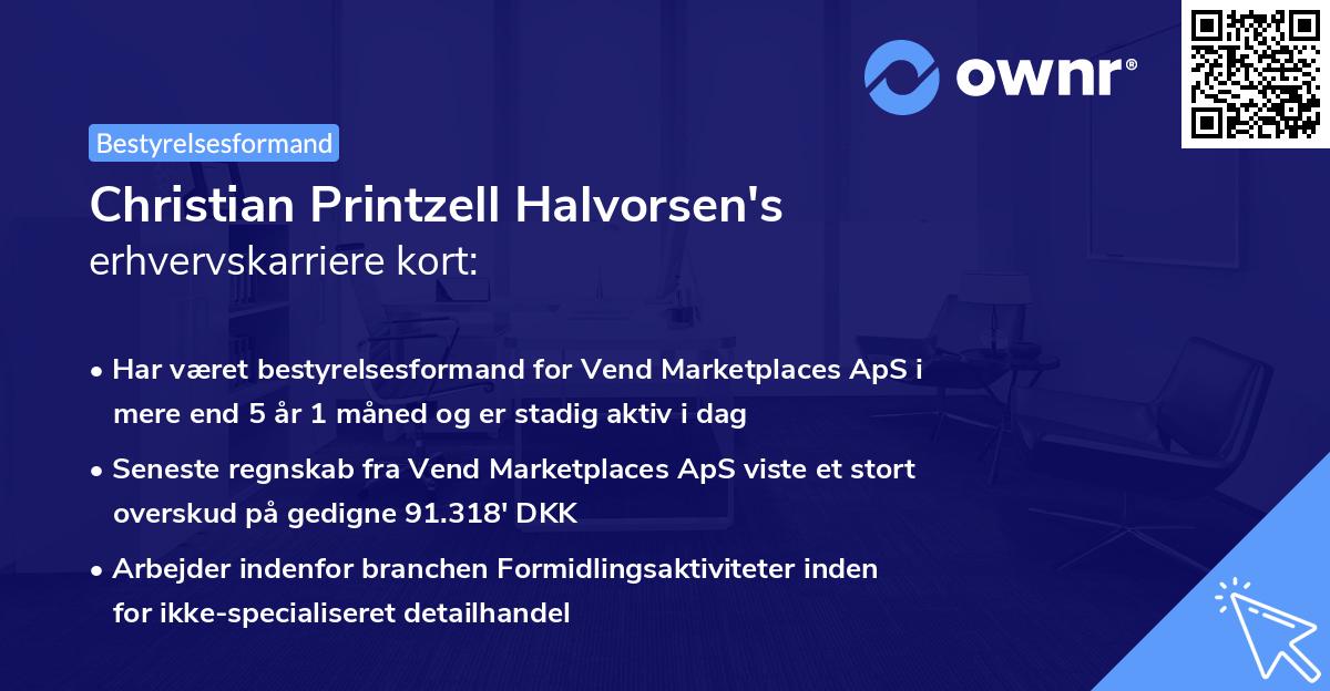 Christian Printzell Halvorsen's erhvervskarriere kort