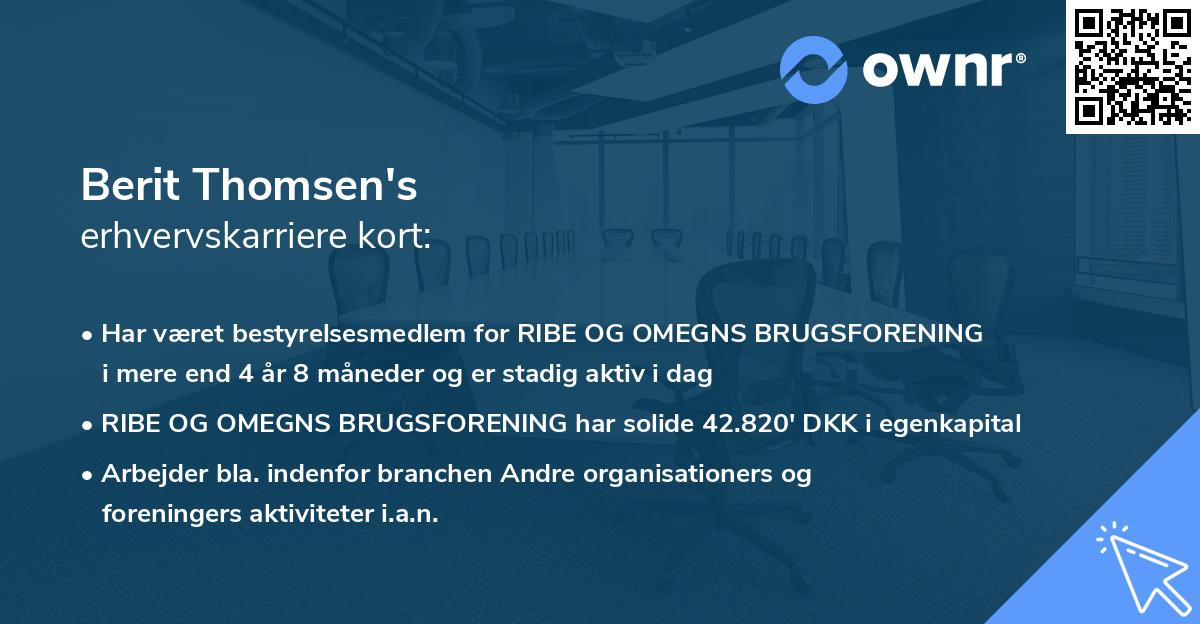 Berit Thomsen's erhvervskarriere kort