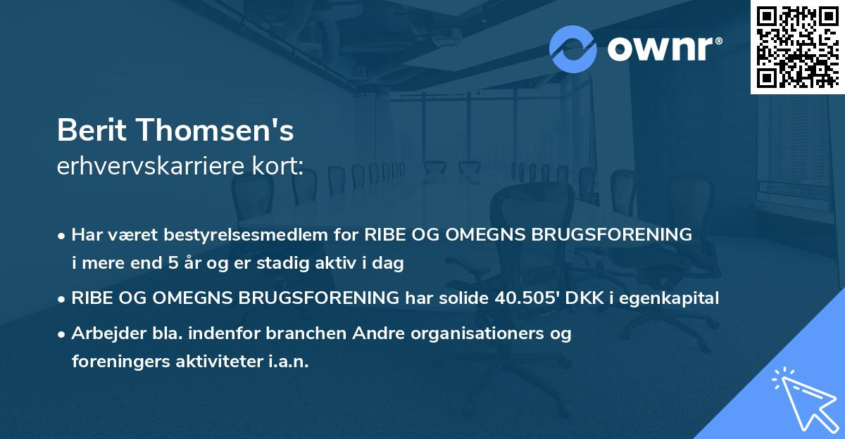 Berit Thomsen's erhvervskarriere kort