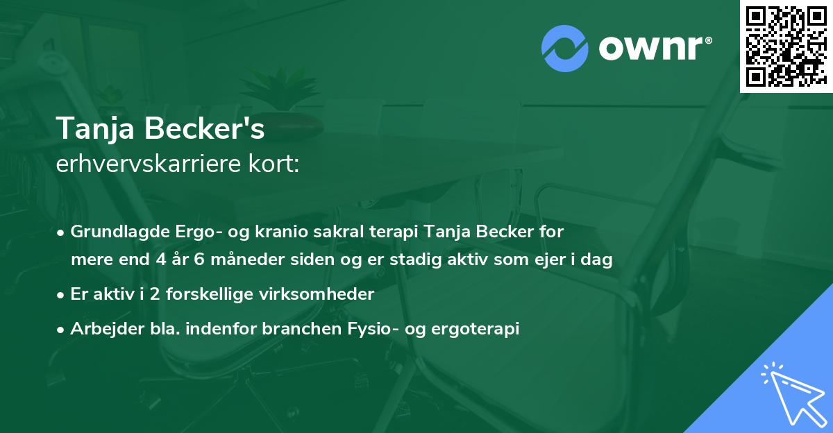 Tanja Becker's erhvervskarriere kort