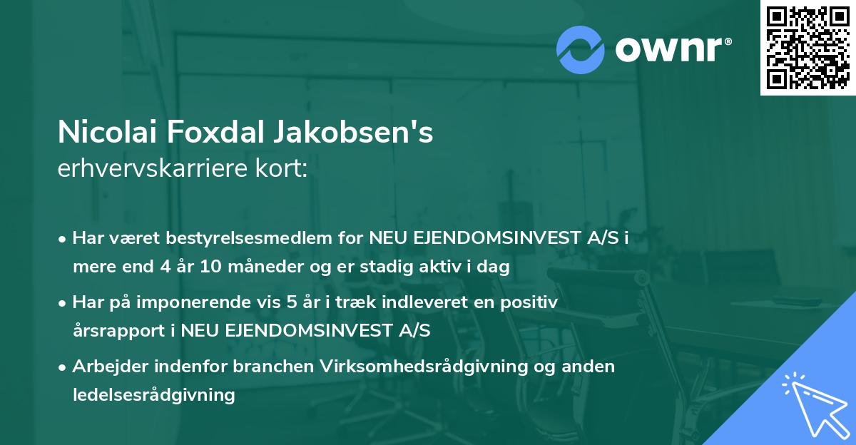 Nicolai Foxdal Jakobsen's erhvervskarriere kort