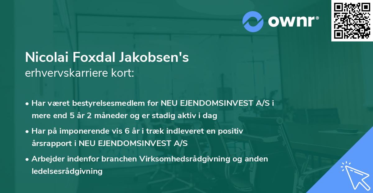 Nicolai Foxdal Jakobsen's erhvervskarriere kort
