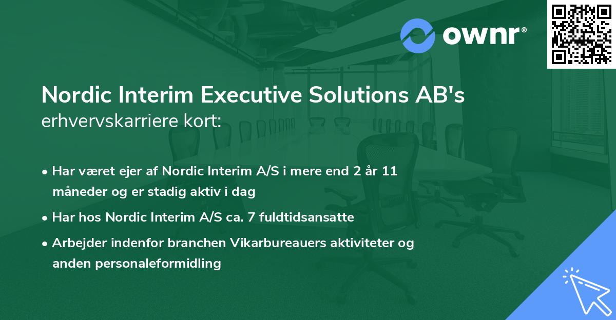 Nordic Interim Executive Solutions AB's erhvervskarriere kort