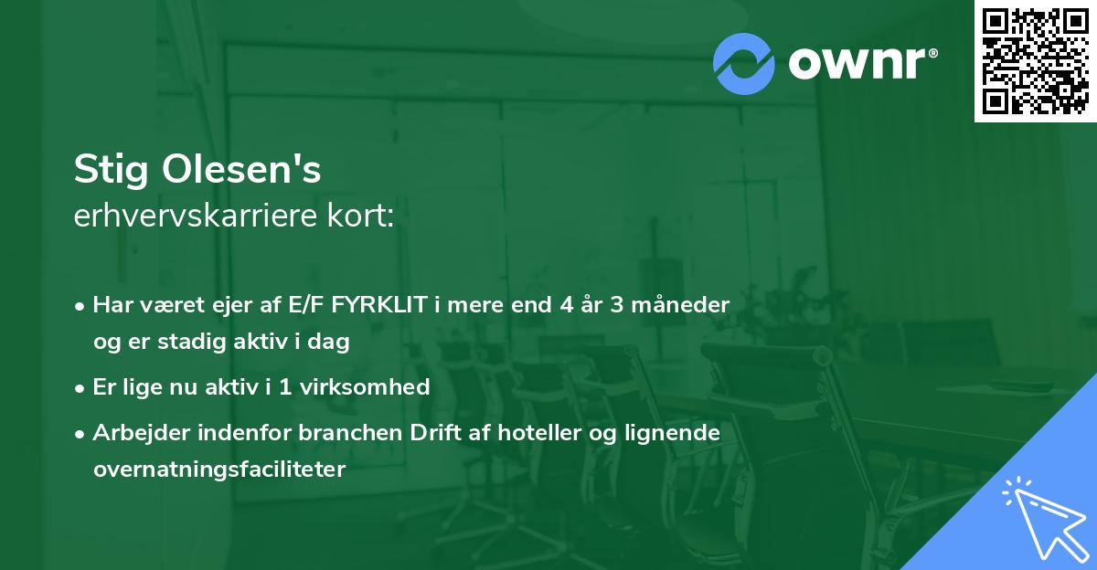 Stig Olesen's erhvervskarriere kort