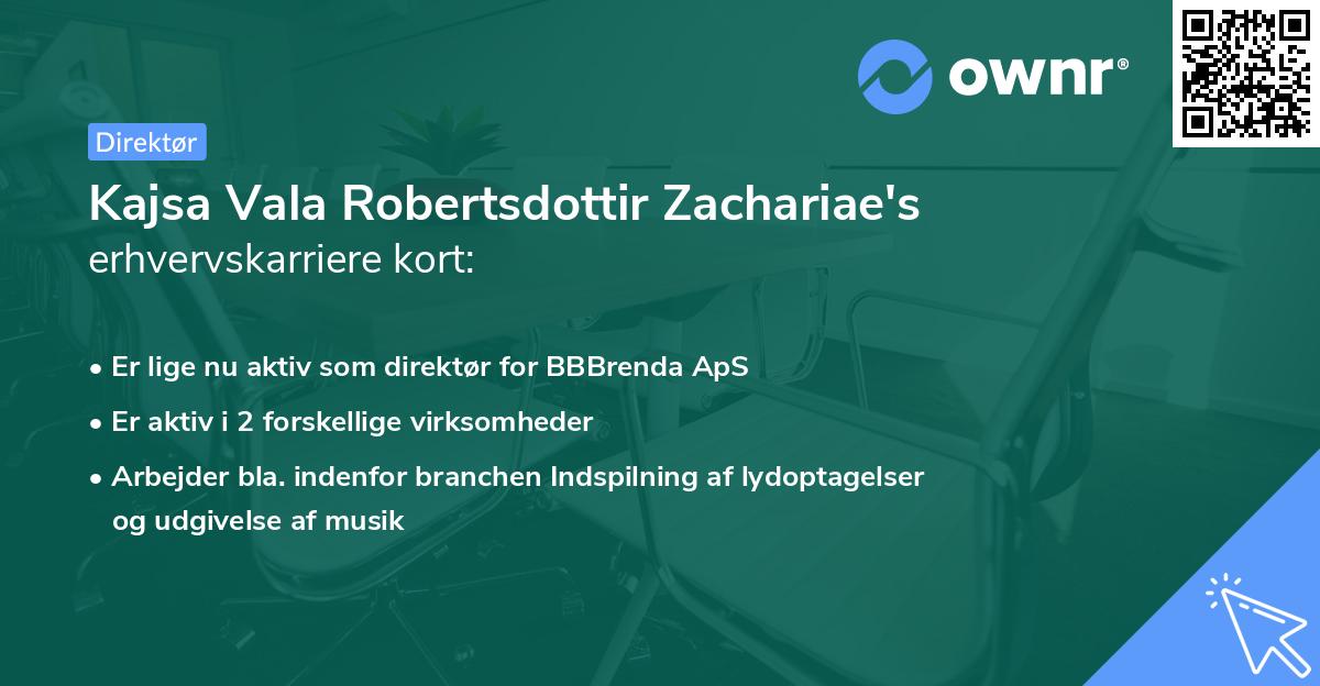 Kajsa Vala Robertsdottir Zachariae's erhvervskarriere kort