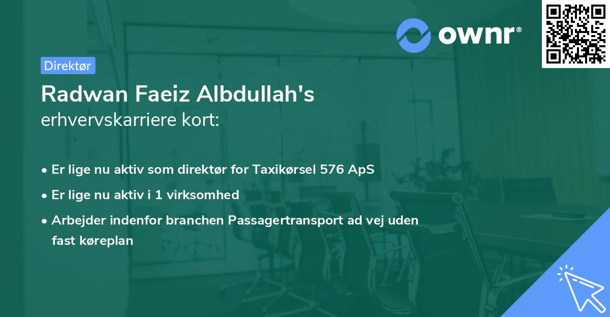 Radwan Faeiz Albdullah's erhvervskarriere kort