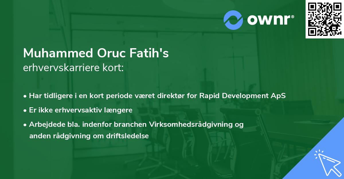 Muhammed Oruc Fatih's erhvervskarriere kort