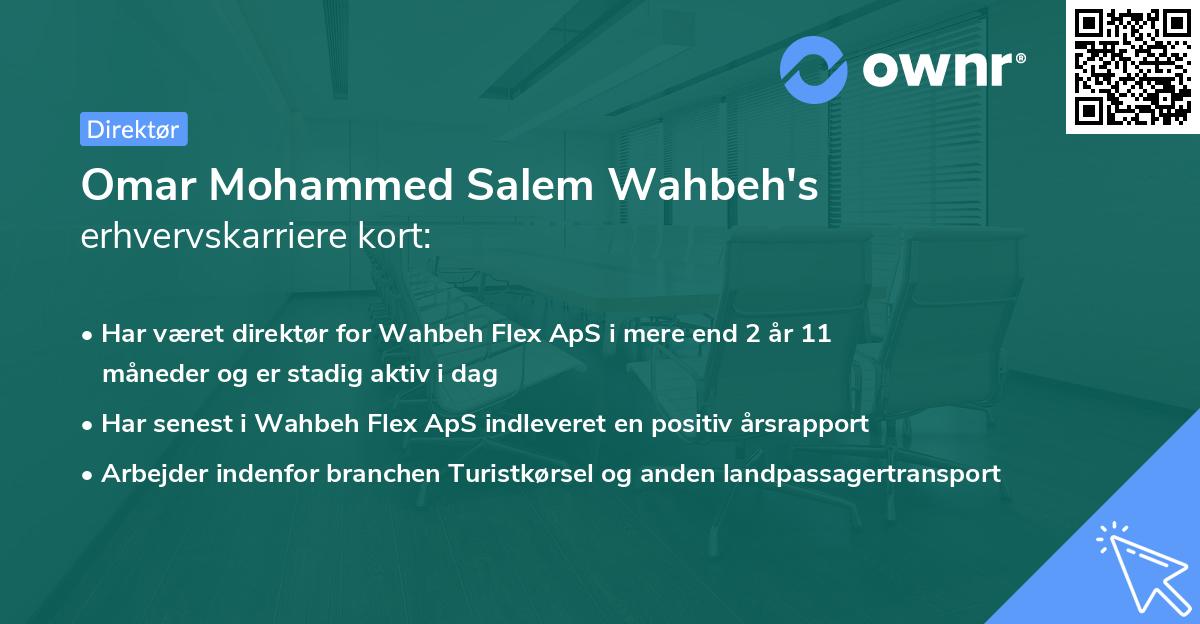 Omar Mohammed Salem Wahbeh's erhvervskarriere kort