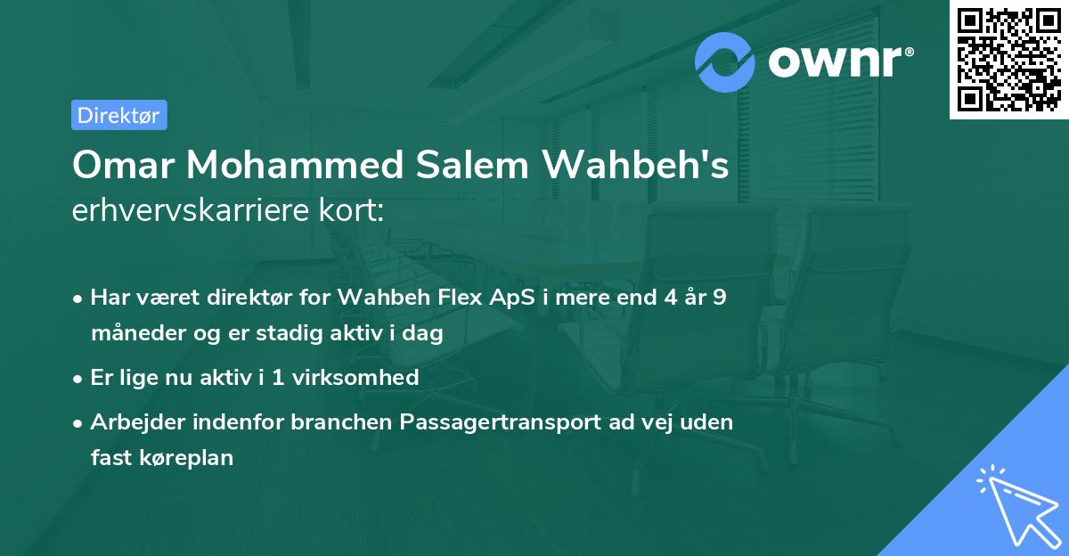 Omar Mohammed Salem Wahbeh's erhvervskarriere kort