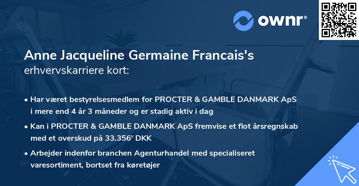 Anne Jacqueline Germaine Francais's erhvervskarriere kort