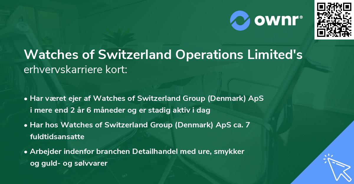 Watches of Switzerland Operations Limited's erhvervskarriere kort