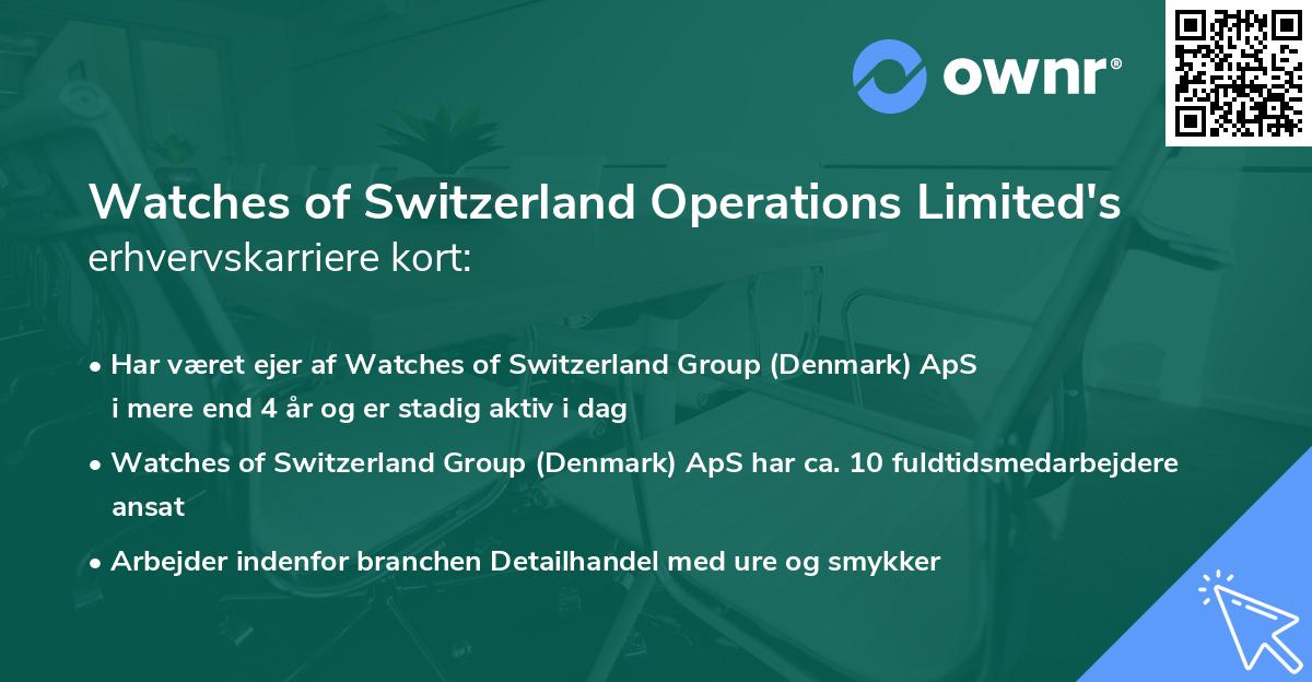 Watches of Switzerland Operations Limited's erhvervskarriere kort