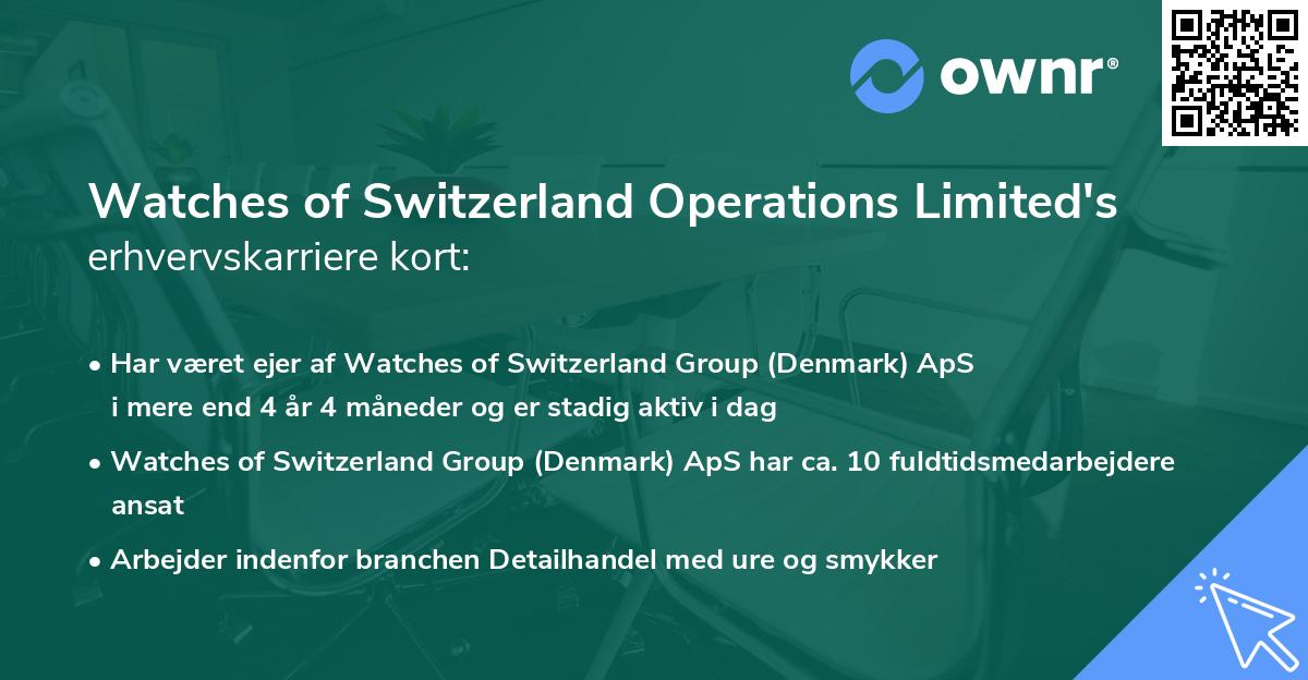 Watches of Switzerland Operations Limited's erhvervskarriere kort