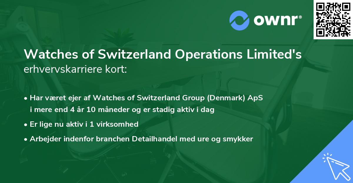 Watches of Switzerland Operations Limited's erhvervskarriere kort