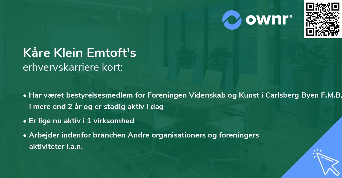 Kåre Klein Emtoft's erhvervskarriere kort