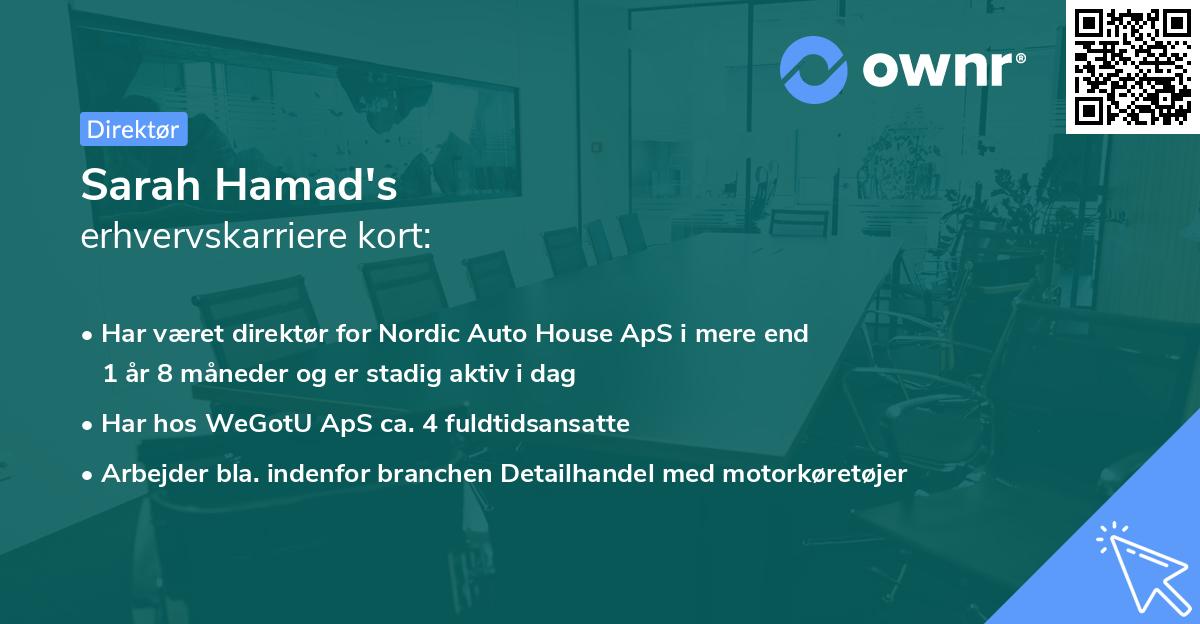 Sarah Hamad's erhvervskarriere kort