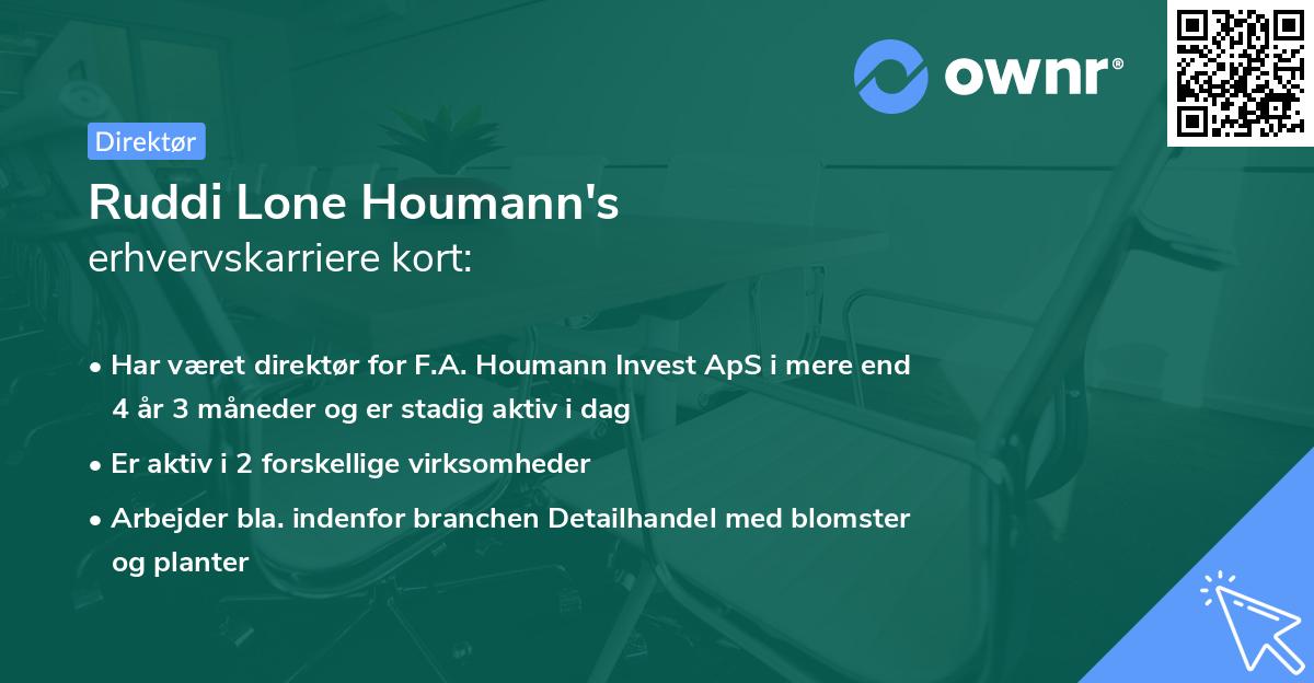 Ruddi Lone Houmann's erhvervskarriere kort