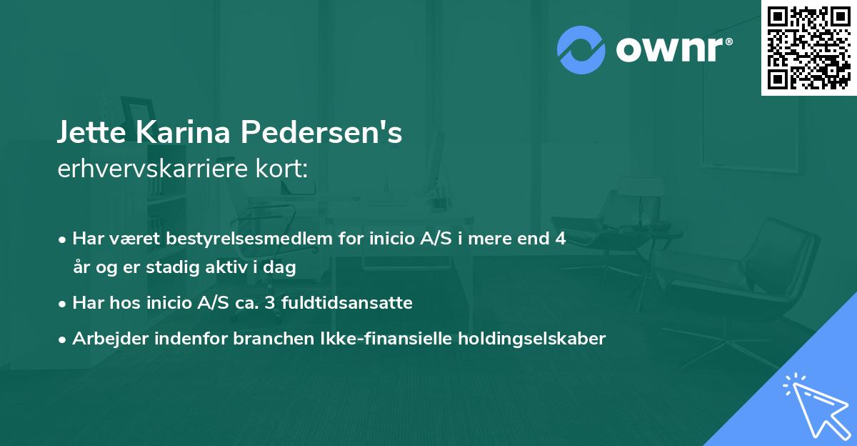 Jette Karina Pedersen's erhvervskarriere kort