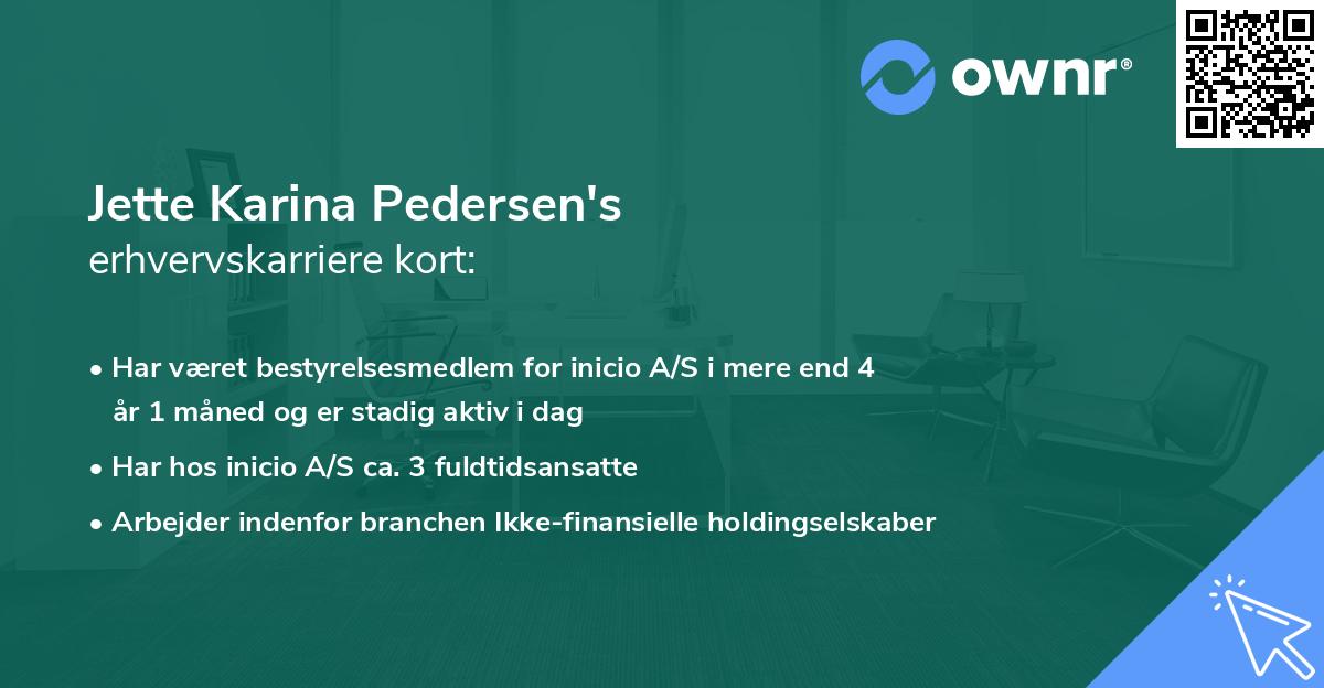 Jette Karina Pedersen's erhvervskarriere kort
