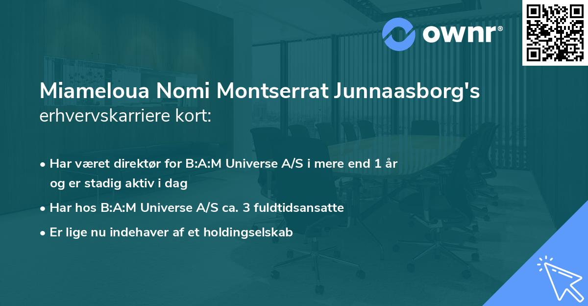 Miameloua Nomi Montserrat Junnaasborg's erhvervskarriere kort