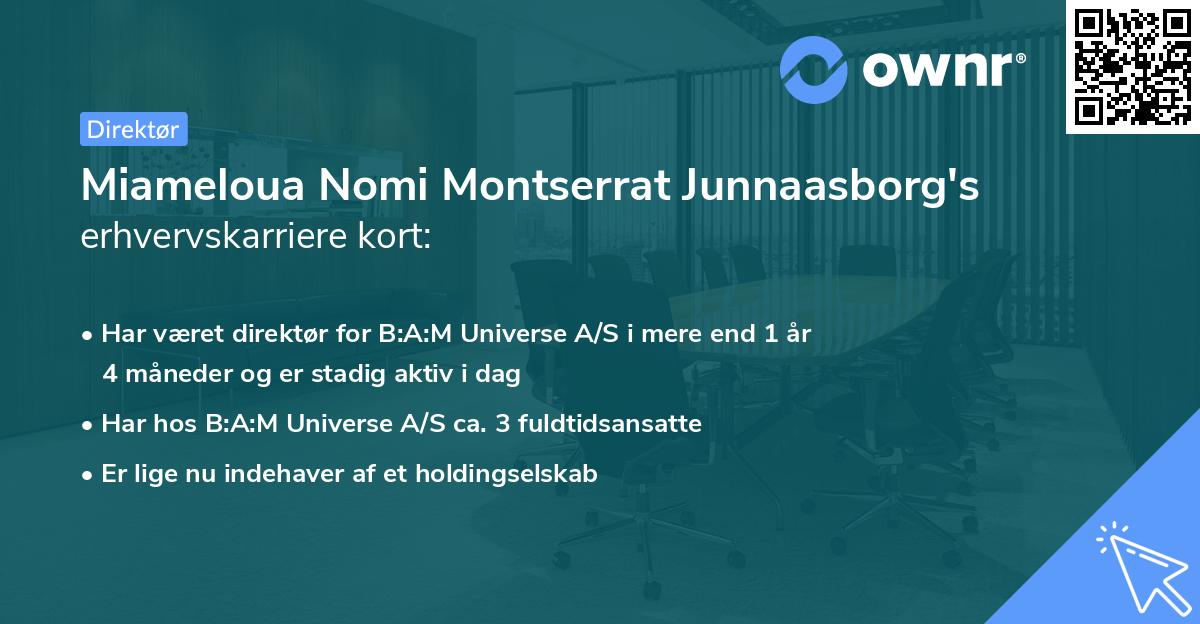 Miameloua Nomi Montserrat Junnaasborg's erhvervskarriere kort