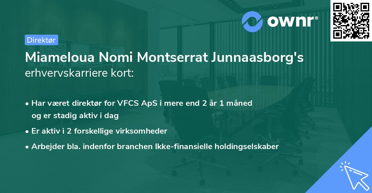Miameloua Nomi Montserrat Junnaasborg's erhvervskarriere kort