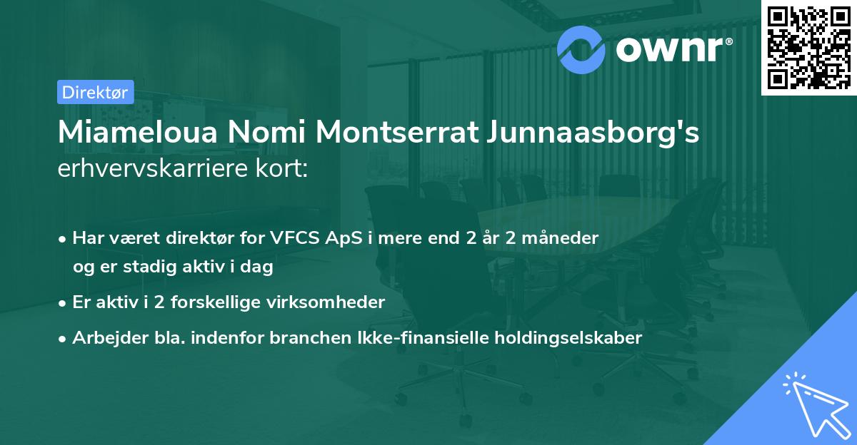 Miameloua Nomi Montserrat Junnaasborg's erhvervskarriere kort