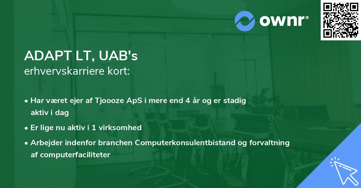ADAPT LT, UAB's erhvervskarriere kort