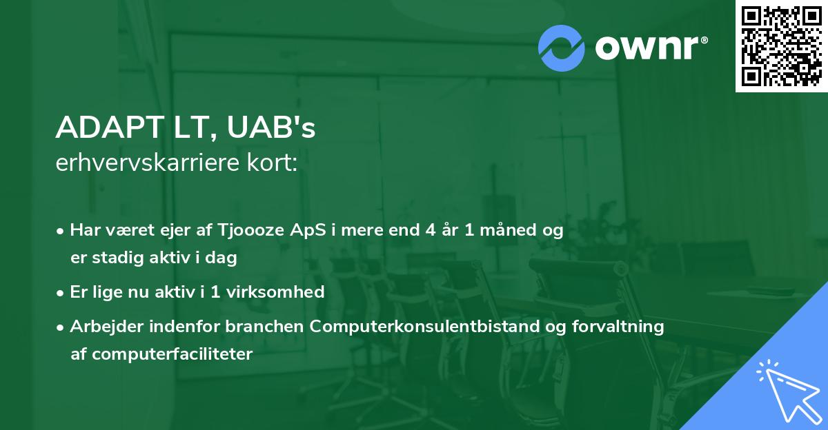 ADAPT LT, UAB's erhvervskarriere kort