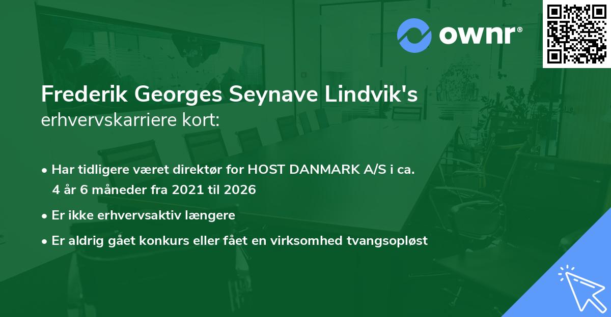 Frederik Georges Seynave Lindvik's erhvervskarriere kort