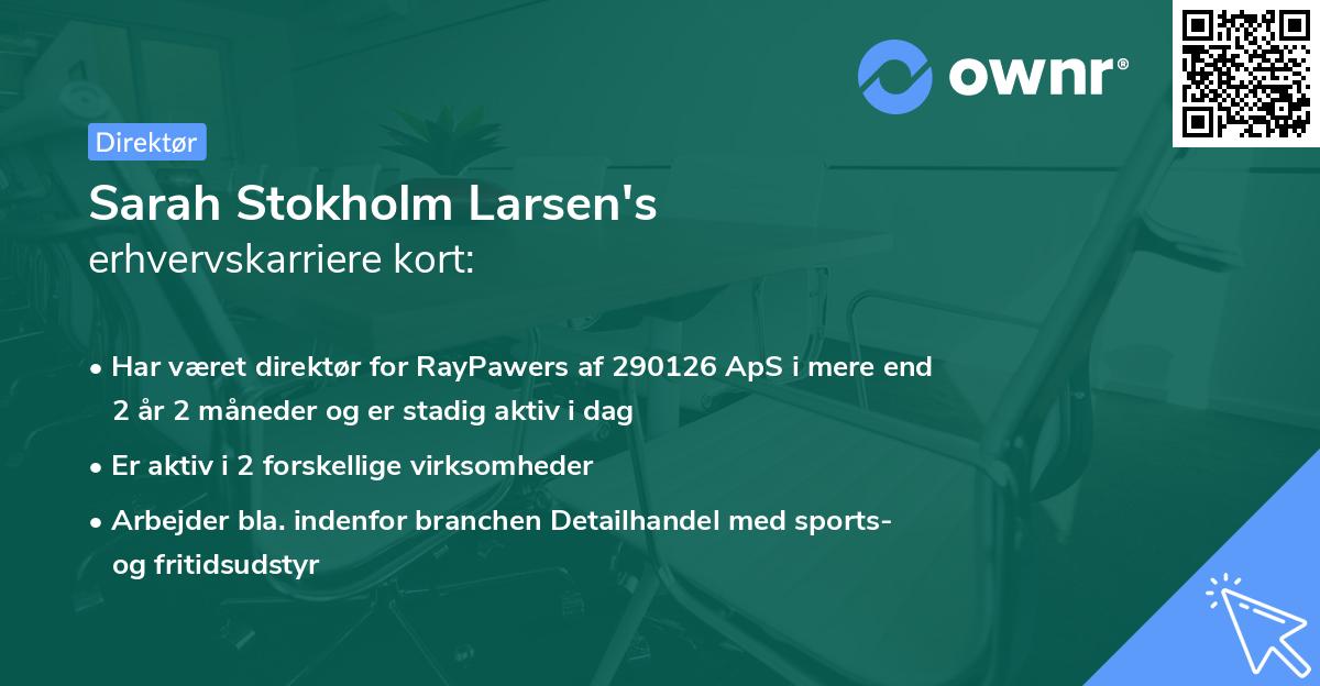 Sarah Stokholm Larsen's erhvervskarriere kort